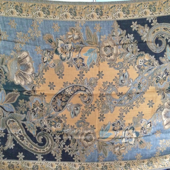 Coldwater Creek Scarf 72" x 26" Paisley Floral Black Bronze Large - Picture 6 of 9